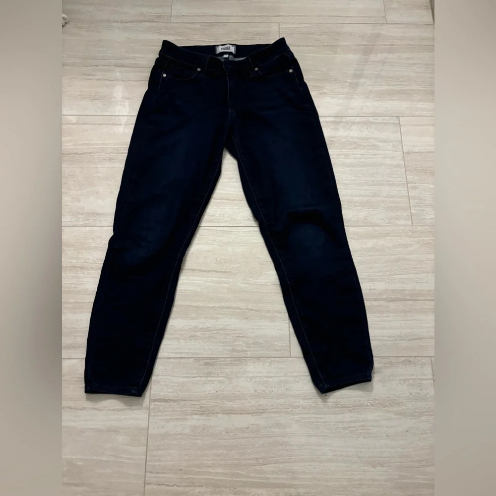 Paige Verdugo Crop Mid Rise Straight Jeans Dark Blue Sz 27